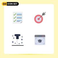 Mobile Interface Flat Icon Set of 4 Pictograms of checkmarks bottle page dart miscellaneous Editable Vector Design Elements