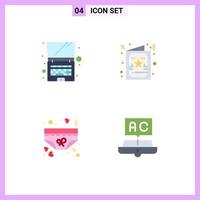 Pack of 4 creative Flat Icons of computer underpants card xmas romance Editable Vector Design Elements