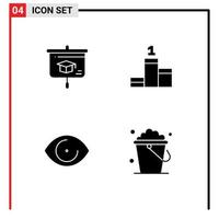 Set of 4 Modern UI Icons Symbols Signs for chart human school achievement bucket Editable Vector Design Elements