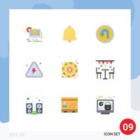 Pictogram Set of 9 Simple Flat Colors of blockchain highly arrow fire combustible Editable Vector Design Elements