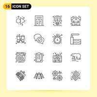 Modern Set of 16 Outlines and symbols such as binoculars property light sweet home home Editable Vector Design Elements