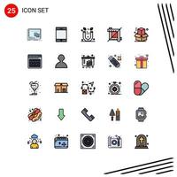 Mobile Interface Filled line Flat Color Set of 25 Pictograms of office box magnet graphic crop Editable Vector Design Elements