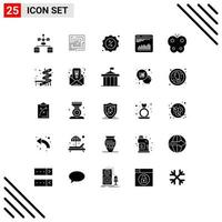 25 Thematic Vector Solid Glyphs and Editable Symbols of diagnostic analytics pertinent chart market Editable Vector Design Elements