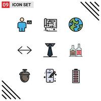 Pictogram Set of 9 Simple Filledline Flat Colors of education move map left world Editable Vector Design Elements