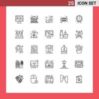 Group of 25 Modern Lines Set for mechanical hardware fast cpu chip Editable Vector Design Elements