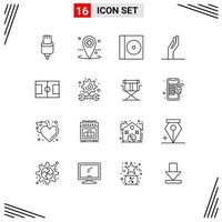 Set of 16 Modern UI Icons Symbols Signs for academy football case field hand Editable Vector Design Elements