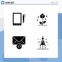 User Interface Pack of Basic Solid Glyphs of mobile mail design flower sync Editable Vector Design Elements