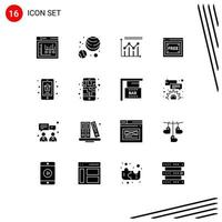 Pictogram Set of 16 Simple Solid Glyphs of auction free chart tecnology free access Editable Vector Design Elements