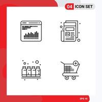 Modern Set of 4 Filledline Flat Colors and symbols such as chart color diagnostic paper printing Editable Vector Design Elements