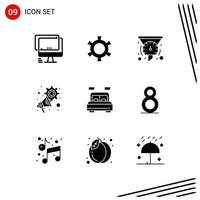 9 Universal Solid Glyphs Set for Web and Mobile Applications home megaphone filter marketing performance Editable Vector Design Elements