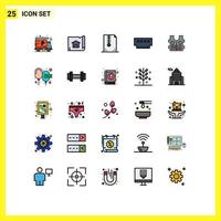 25 iconos creativos signos y símbolos modernos de chaqueta hardware archivo archivo gadget computadoras elementos de diseño vectorial editables vector
