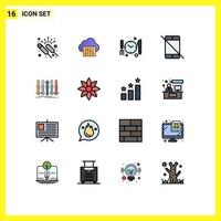 Universal Icon Symbols Group of 16 Modern Flat Color Filled Lines of arrow pc audio hardware allowed Editable Creative Vector Design Elements