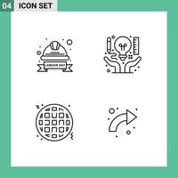 Pack of 4 Modern Filledline Flat Colors Signs and Symbols for Web Print Media such as cap document helmet art food Editable Vector Design Elements