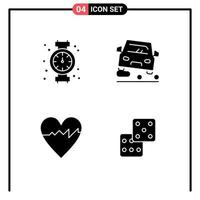 Set of 4 Commercial Solid Glyphs pack for gauge heart plumbing traffic casino Editable Vector Design Elements