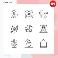 Modern Set of 9 Outlines Pictograph of winter snow education process fix Editable Vector Design Elements