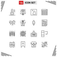 16 Thematic Vector Outlines and Editable Symbols of development heart lollipop add confectionery webpage Editable Vector Design Elements