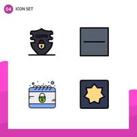 User Interface Pack of 4 Basic Filledline Flat Colors of data crime security hide internet Editable Vector Design Elements