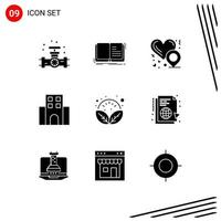 Set of 9 Modern UI Icons Symbols Signs for leaves travel storytelling journey apartment Editable Vector Design Elements