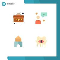 Set of 4 Vector Flat Icons on Grid for case conspiracy man chat building medium Editable Vector Design Elements