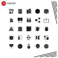 Universal Icon Symbols Group of 25 Modern Solid Glyphs of graph computer fax tablet communication Editable Vector Design Elements