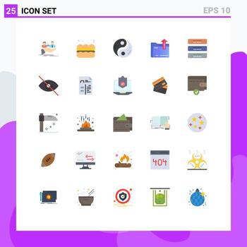 User Interface Pack of 25 Basic Flat Colors of cabinet file polarity dacoment yin Editable Vector Design Elements