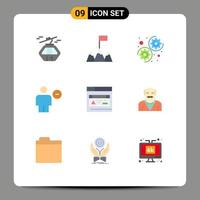 9 User Interface Flat Color Pack of modern Signs and Symbols of webpage interface options minus delete Editable Vector Design Elements