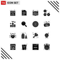 16 iconos creativos, signos y símbolos modernos de dinero, negocios, espacio en Internet, elementos de diseño vectorial editables vector