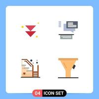 Set of 4 Modern UI Icons Symbols Signs for arrow stairs chat support property Editable Vector Design Elements