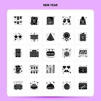 Solid 25 New Year Icon set Vector Glyph Style Design Black Icons Set Web and Mobile Business ideas design Vector Illustration