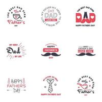 Happy fathers day 9 Black and Pink vintage retro type font Illustrator eps10 Editable Vector Design Elements