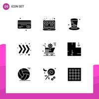 Group of 9 Solid Glyphs Signs and Symbols for shopping keyboard online store right usa Editable Vector Design Elements