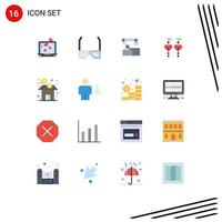 16 Universal Flat Colors Set for Web and Mobile Applications business love watch dangling earrings technology Editable Pack of Creative Vector Design Elements