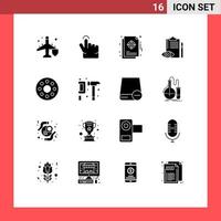 Set of 16 Modern UI Icons Symbols Signs for baby control focus checklist quality control Editable Vector Design Elements