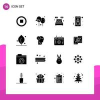 Modern Set of 16 Solid Glyphs Pictograph of leaf boss room user contact Editable Vector Design Elements