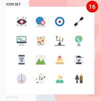 16 Creative Icons Modern Signs and Symbols of monitore linked glass link chain Editable Pack of Creative Vector Design Elements