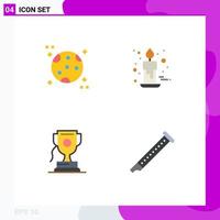 Set of 4 Vector Flat Icons on Grid for astronomy award candle gift game Editable Vector Design Elements