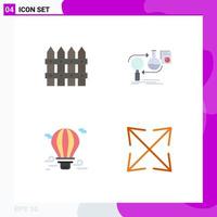 User Interface Pack of 4 Basic Flat Icons of farm balloon garden develop hot Editable Vector Design Elements