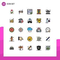 Universal Icon Symbols Group of 25 Modern Filled line Flat Colors of instrument music database drum furniture Editable Vector Design Elements