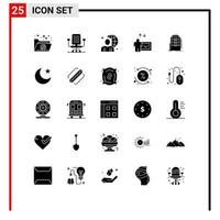 Set of 25 Modern UI Icons Symbols Signs for hostel city globe building presentation Editable Vector Design Elements