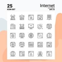 25 Internet Icon Set 100 Editable EPS 10 Files Business Logo Concept Ideas Line icon design vector