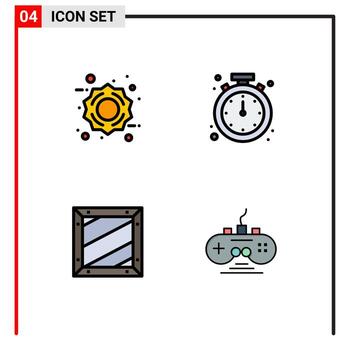 4 signos de color plano de línea de llenado universal símbolos de alarma de codificación de descuento desarrollo móvil elementos de diseño vectorial editables vector