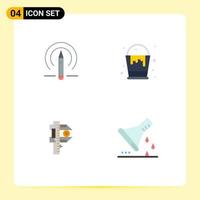 Editable Vector Line Pack of 4 Simple Flat Icons of learining accuracy tools art small Editable Vector Design Elements