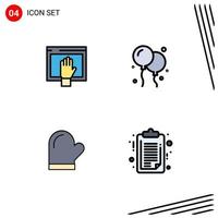 4 iconos creativos modernos signos y símbolos de acceso potholder internet fly cocina elementos de diseño vectorial editables vector