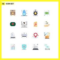 Group of 16 Flat Colors Signs and Symbols for bangla bangladesh label concentration hardware computer Editable Pack of Creative Vector Design Elements