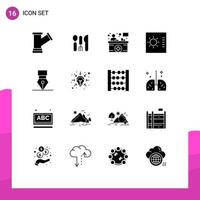 Pack of 16 creative Solid Glyphs of design achievement counter layout control Editable Vector Design Elements