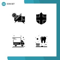 Set of 4 Modern UI Icons Symbols Signs for chat delivery van setting security brush Editable Vector Design Elements