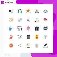 Universal Icon Symbols Group of 25 Modern Flat Colors of human eye mistletoe headphone kiss thanksgiving Editable Vector Design Elements