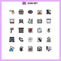 User Interface Pack of 25 Basic Filled line Flat Colors of ireland shose eye award climb Editable Vector Design Elements