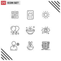 Universal Icon Symbols Group of 9 Modern Outlines of glow bright luck chain motivation balloon Editable Vector Design Elements