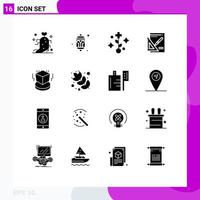 16 User Interface Solid Glyph Pack of modern Signs and Symbols of cube success light presentation graph Editable Vector Design Elements